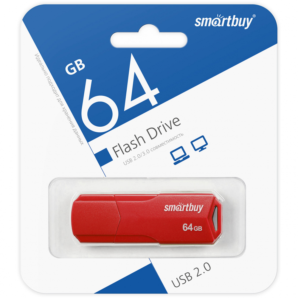 Smartbuy USB 2.0 Flash 64 Gb Clue (Red)