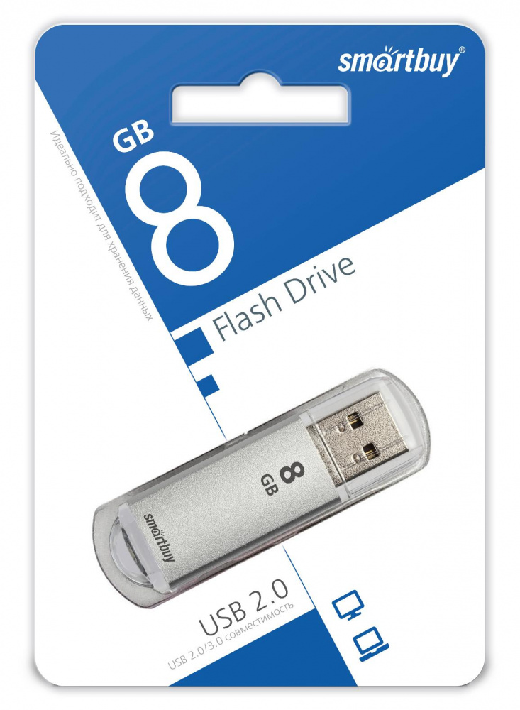 Smartbuy USB 2.0 Flash 8 Gb V-Cut (Silver)