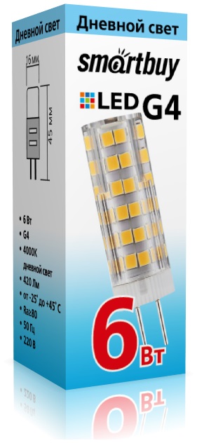 Светодиодная (LED) Лампа Smartbuy-G4-6W/4000/G4