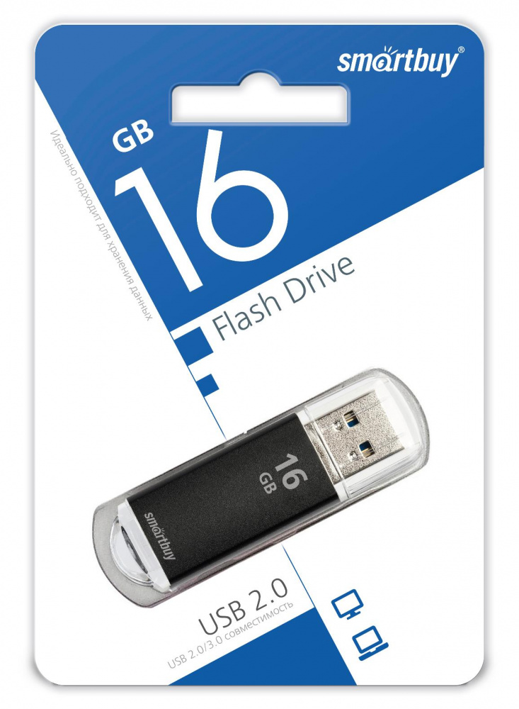 Smartbuy USB 2.0 Flash 16 Gb V-Cut (Black)