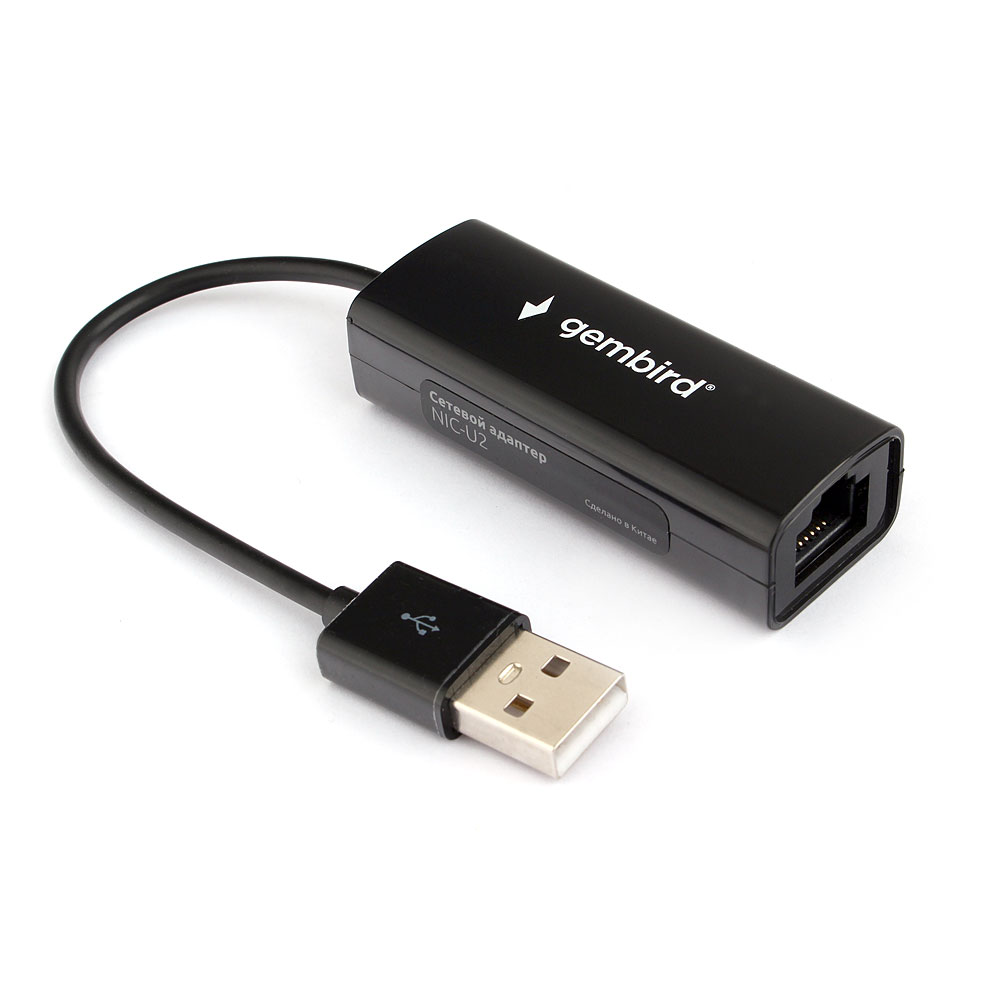 Сетевой адаптер USB 2.0 - LAN (RJ45) Gembird NIC-U2, 100 Мбит/с