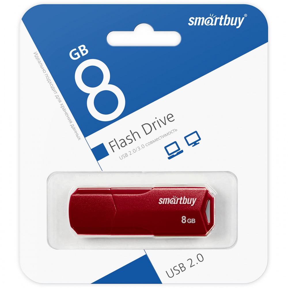 Smartbuy USB 2.0 Flash 8 Gb Clue (Burgundy)