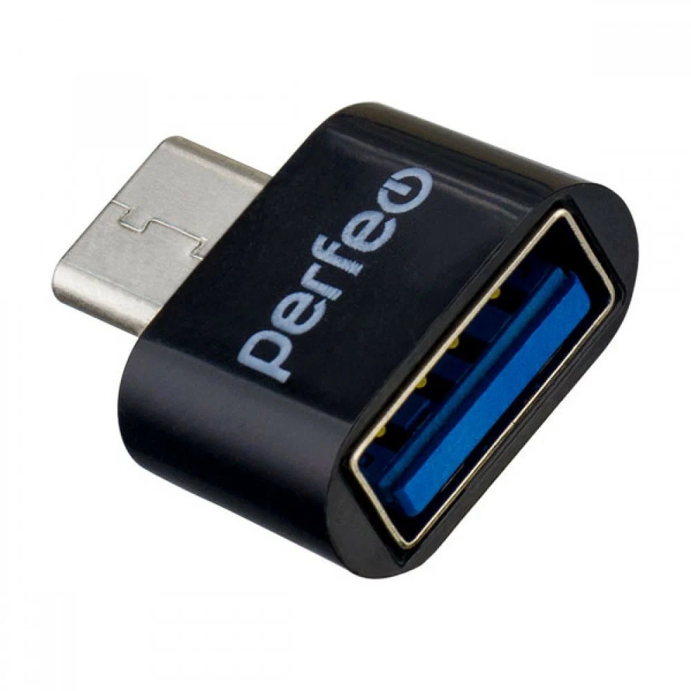 Perfeo переходник Type-C (вилка) - USB 2.0 (розетка), OTG, PF-VI-O008, черный