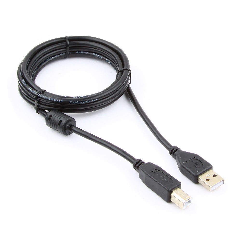 USB 2.0 кабель 1.2м, A (вилка) - B (вилка), OEM, для принтера, с феррит.кольцом