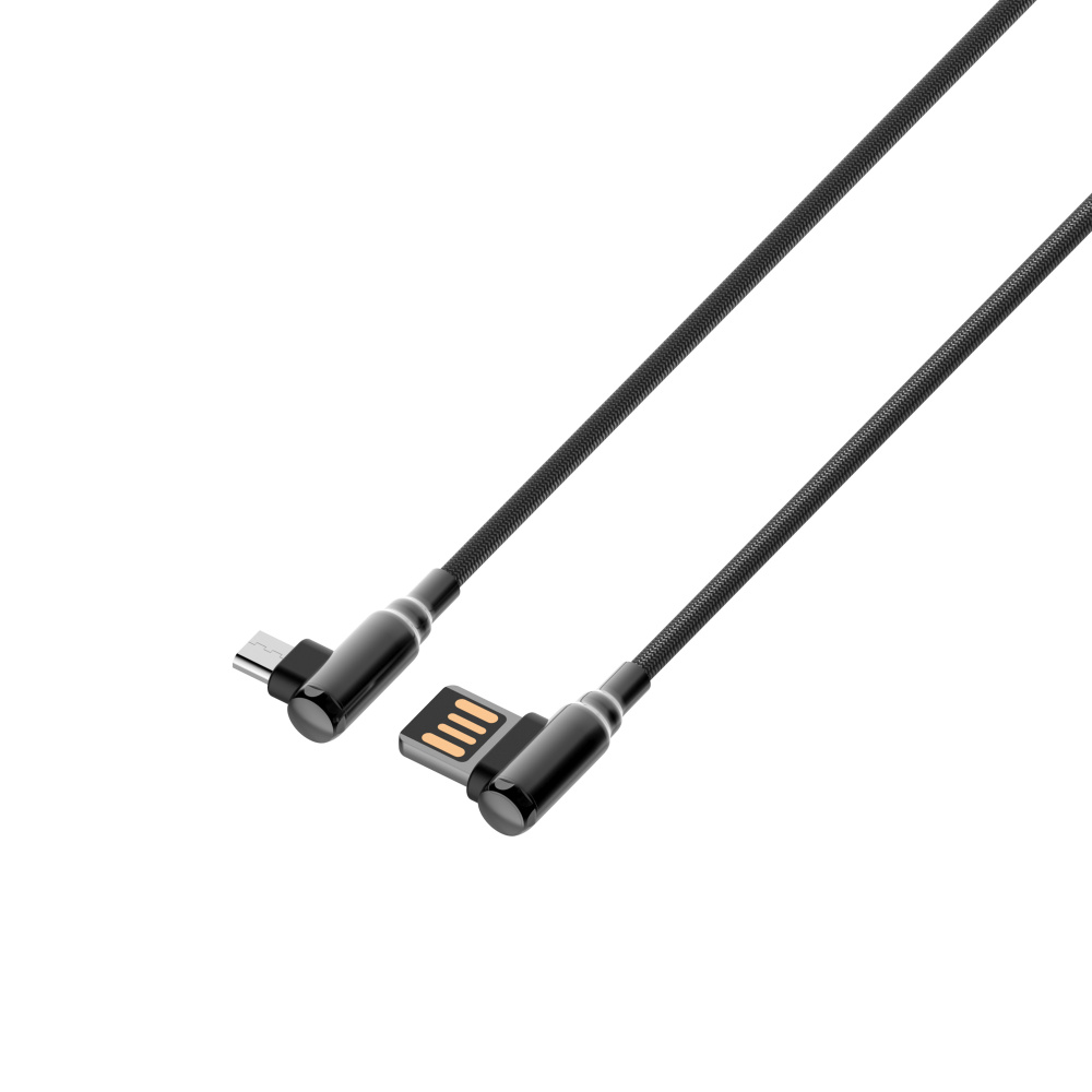 LDNIO кабель micro USB, 1 м, LS421, серый, нейлон, угловой