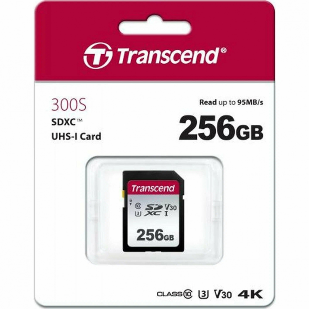 Transcend карта памяти SDXC 256 Gb Class10, 300S, UHS-I, U3, V30, 100 Mb/s