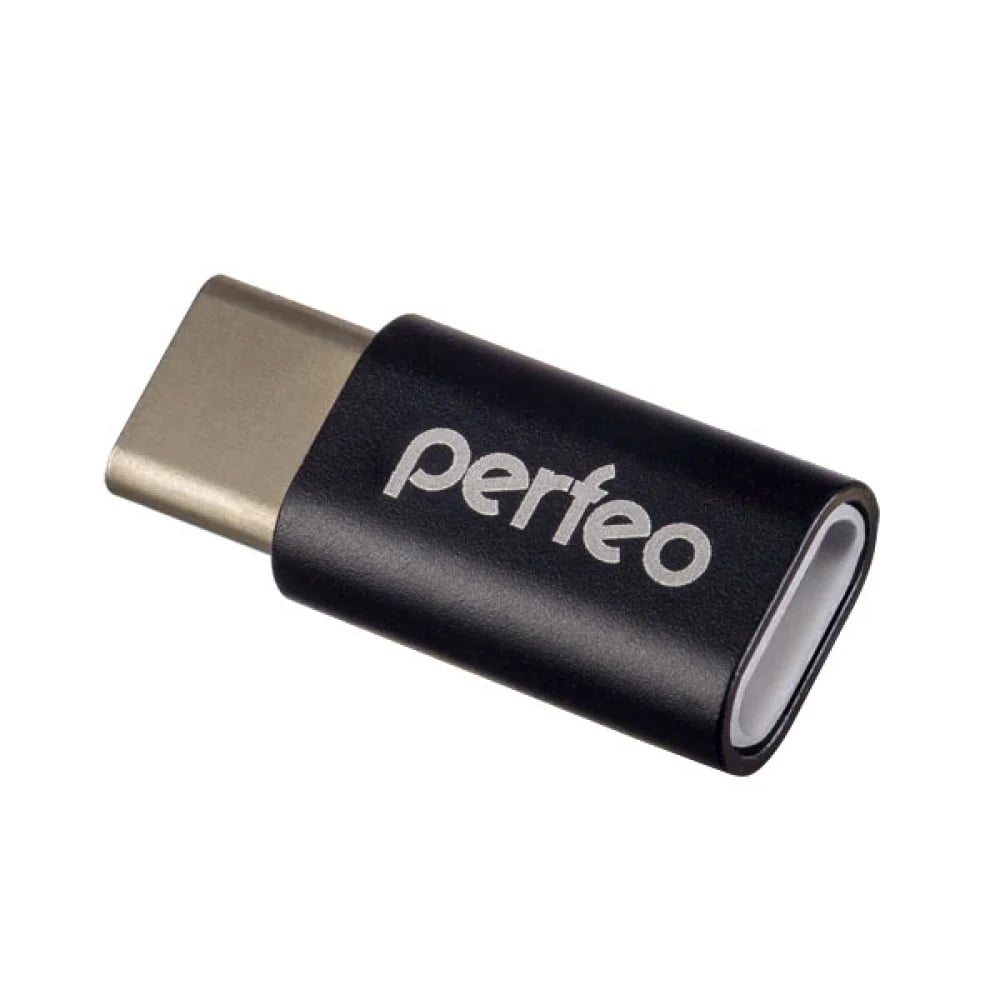 Perfeo переходник micro USB (розетка) - Type-C (вилка), черный