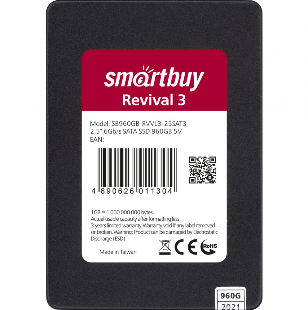 2,5" SSD накопитель 960 Gb, Smartbuy Revival, SATA-III