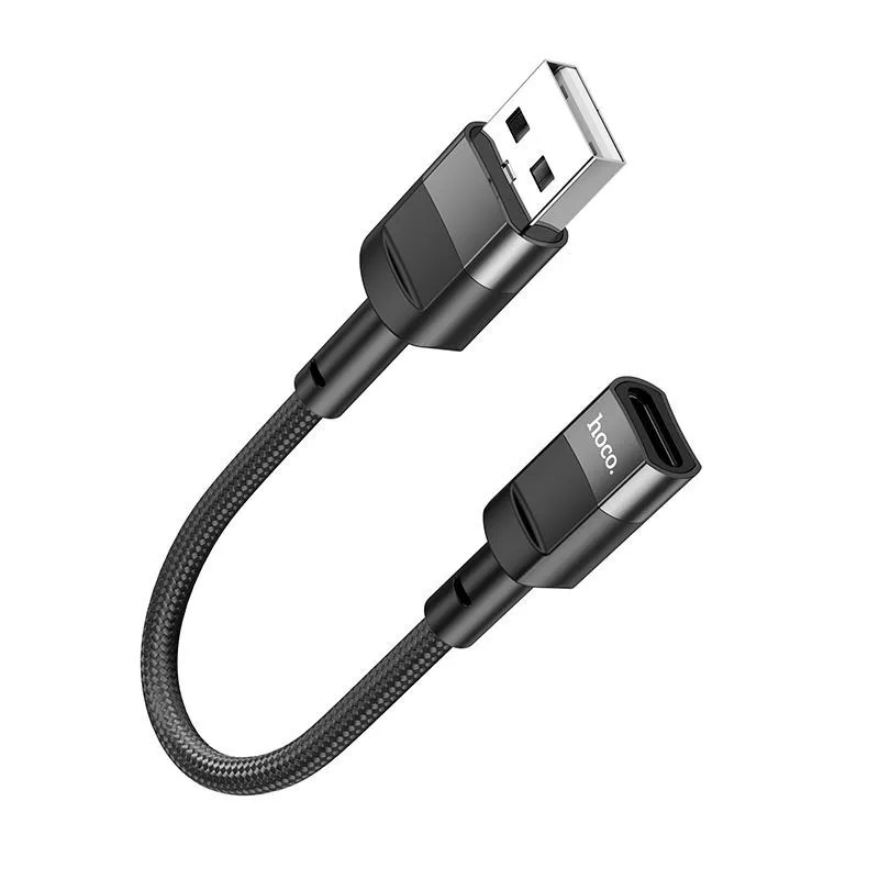 Hoco переходник Type-C (розетка) - USB 2.0 (вилка), U107, 10 см, черный