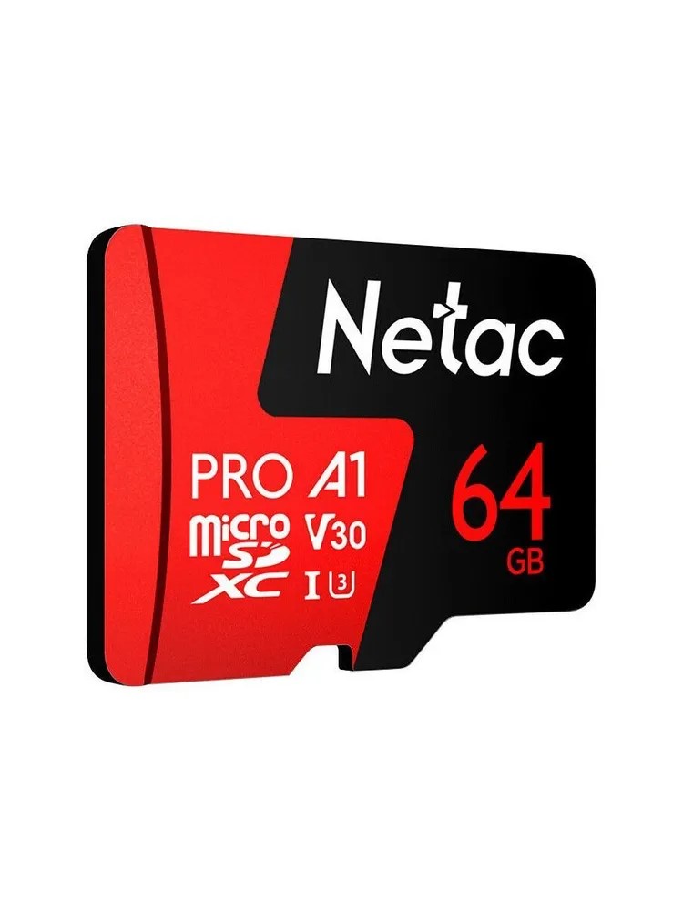 Netac карта памяти MicroSDHC 64 Gb Class10, P500 Extreme Pro, UHS-I, U1, A1, V10, без адаптера