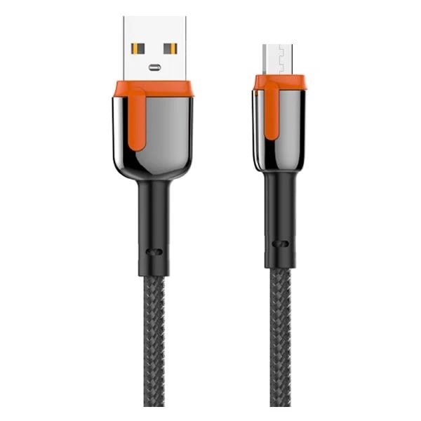 LDNIO кабель micro USB, 2 м, LS592, черно-оранжевый, нейлон