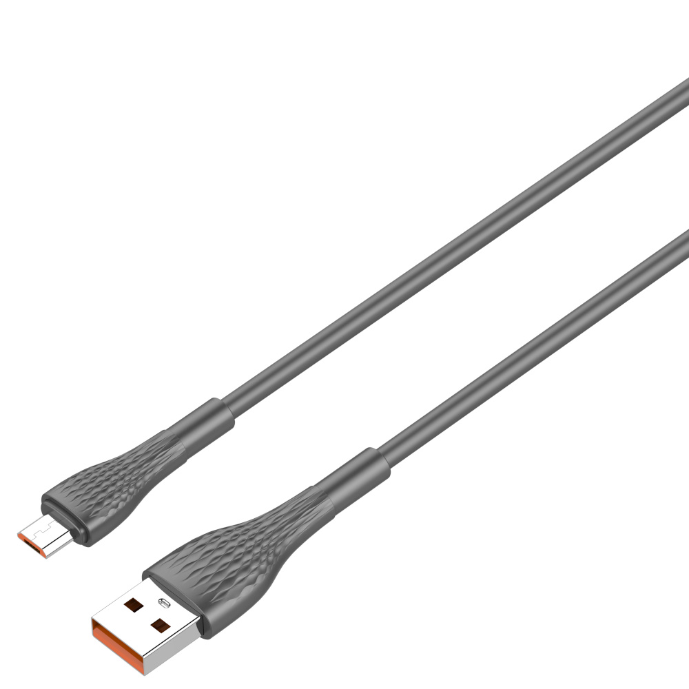 LDNIO кабель micro USB, 1 м, LS671, серый, силиконовый