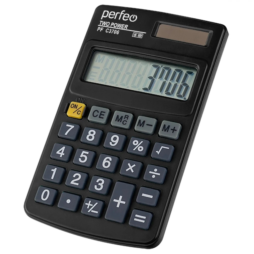Perfeo калькулятор PF_С3706, карманный, 8-разр., черный