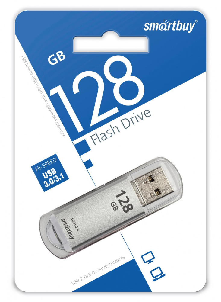 Smartbuy USB 3.1 Flash 128 Gb V-Cut (Silver)