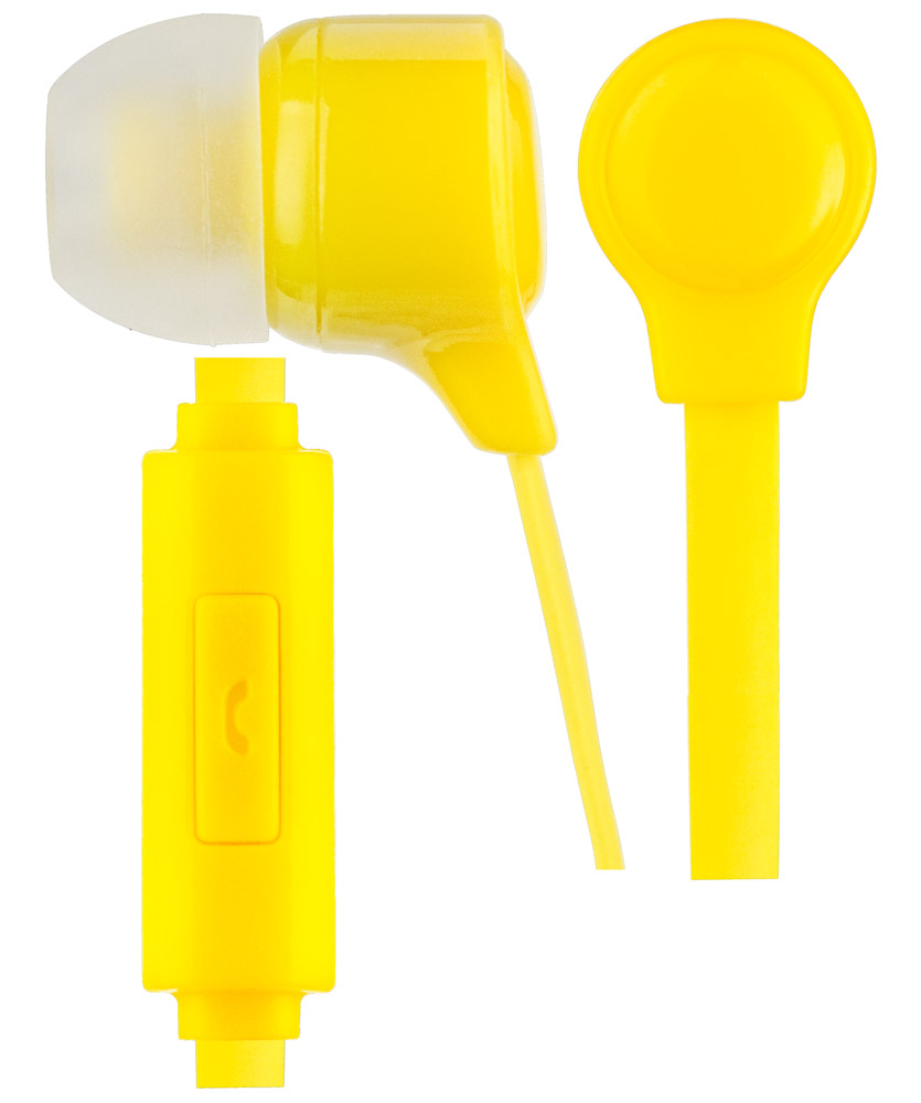Perfeo наушники с микрофоном HANDY, внутриканальные, желтые