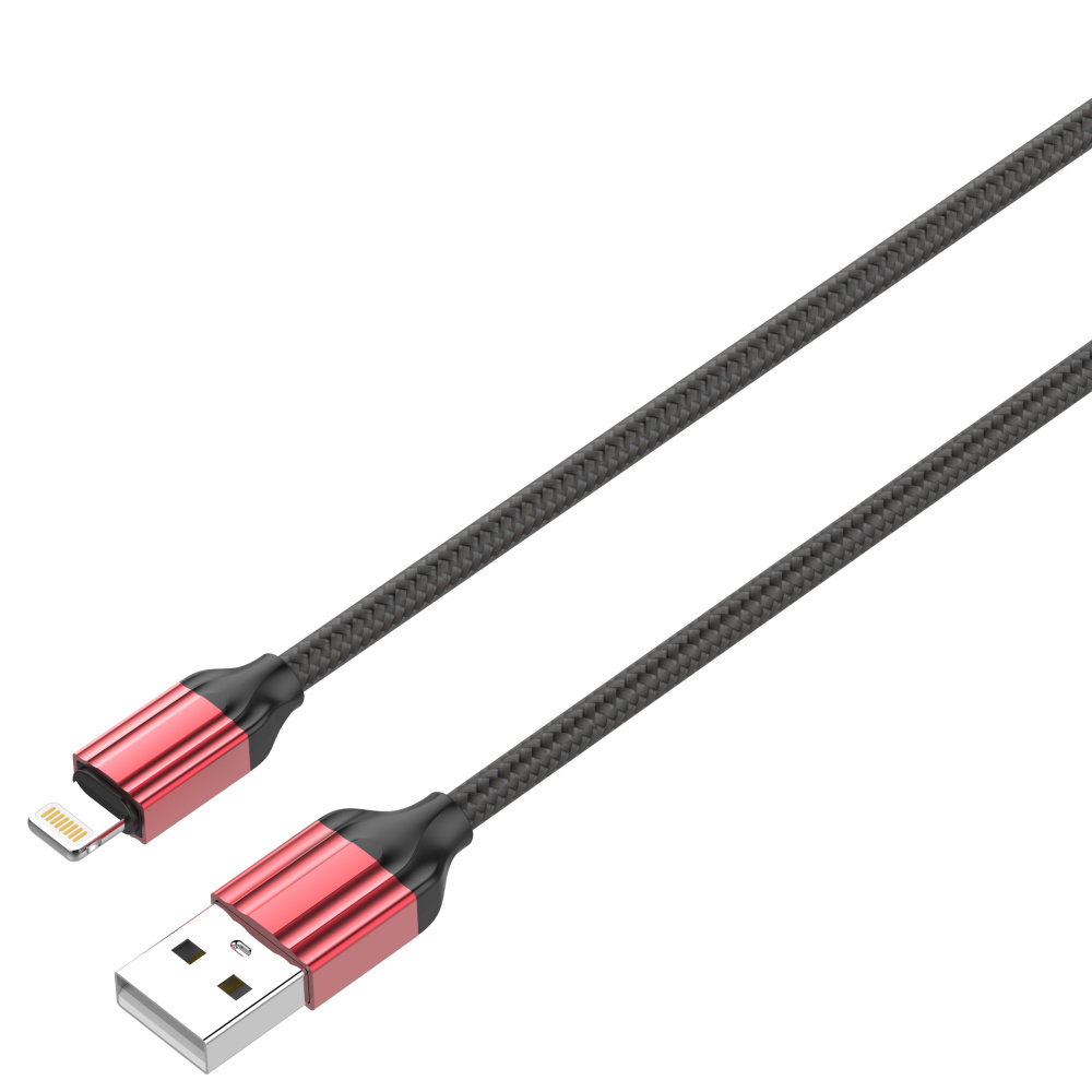 LDNIO кабель Lightning - USB, 2 м, LS432, красный, нейлон