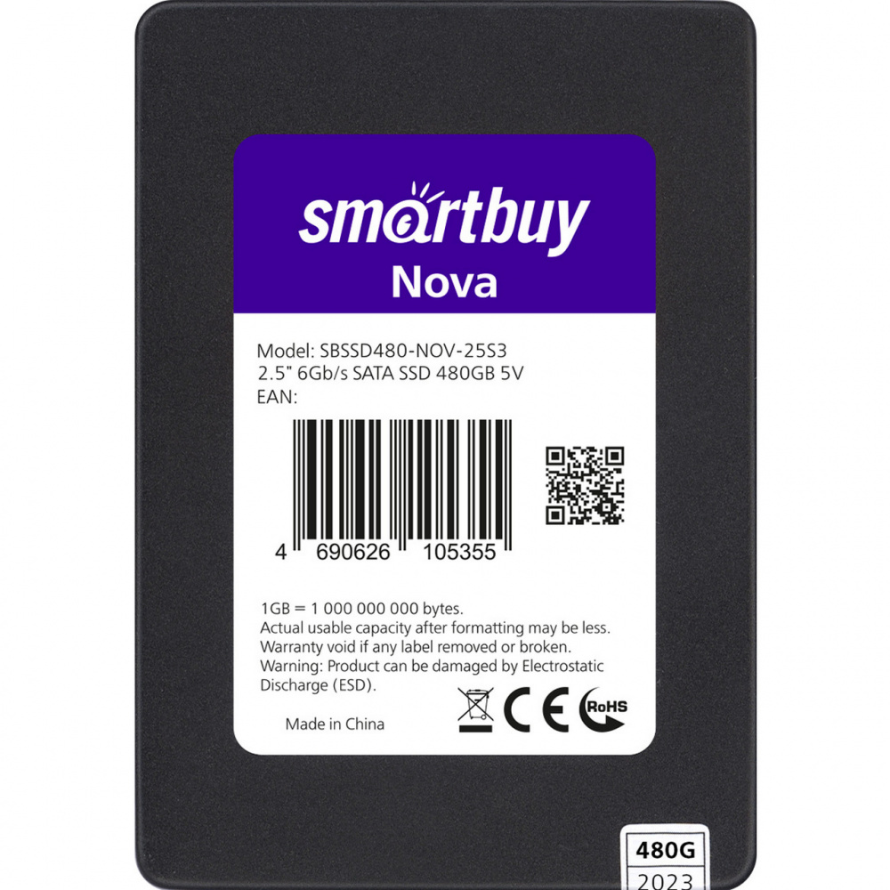 2,5" SSD накопитель 480 Gb, Smartbuy Nova, SATA-III
