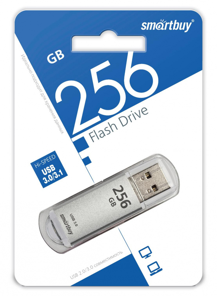 Smartbuy USB 3.1 Flash 256 Gb V-Cut (Silver)