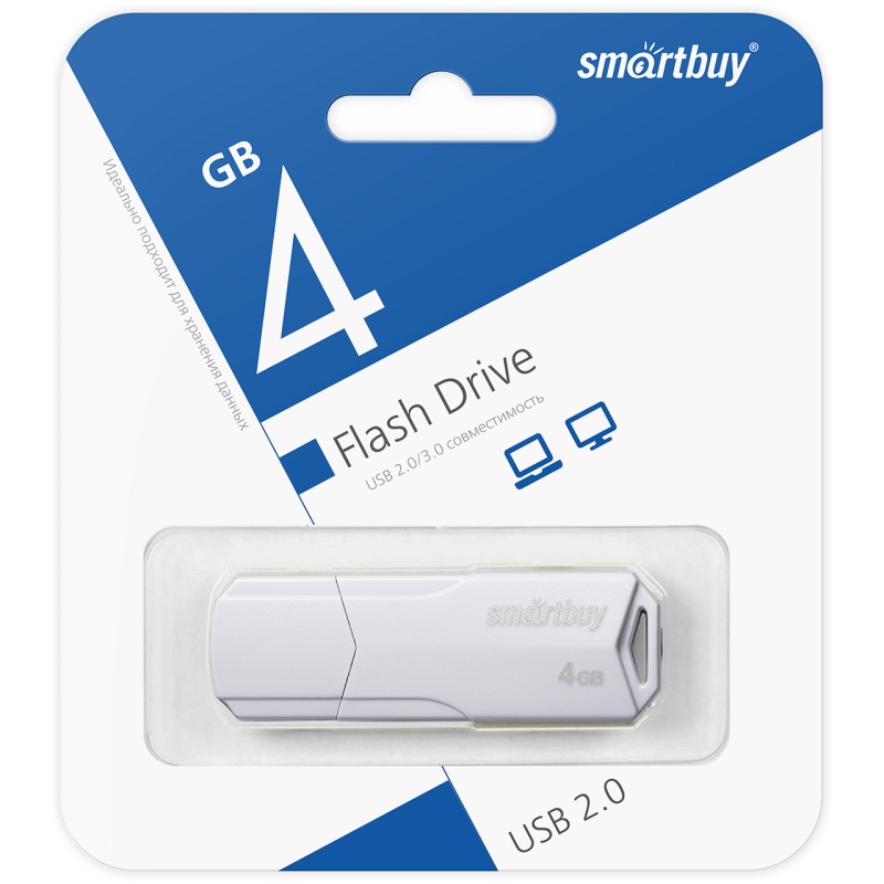 Smartbuy USB 2.0 Flash 4 Gb Clue (White)