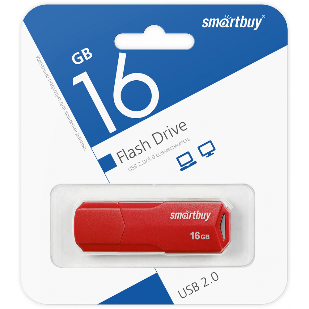 Smartbuy USB 2.0 Flash 16 Gb Clue (Red)