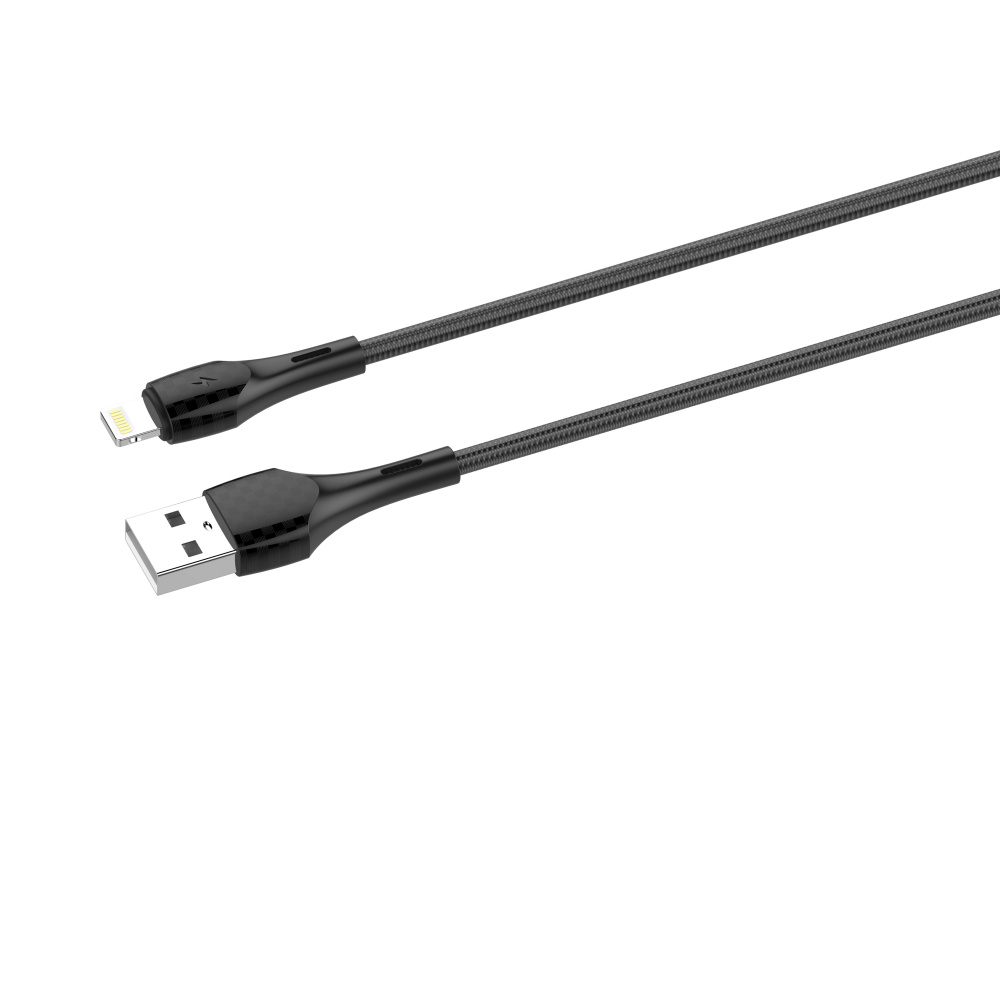 LDNIO кабель Lightning - USB, 2 м, LS522, серый, LED подсветка
