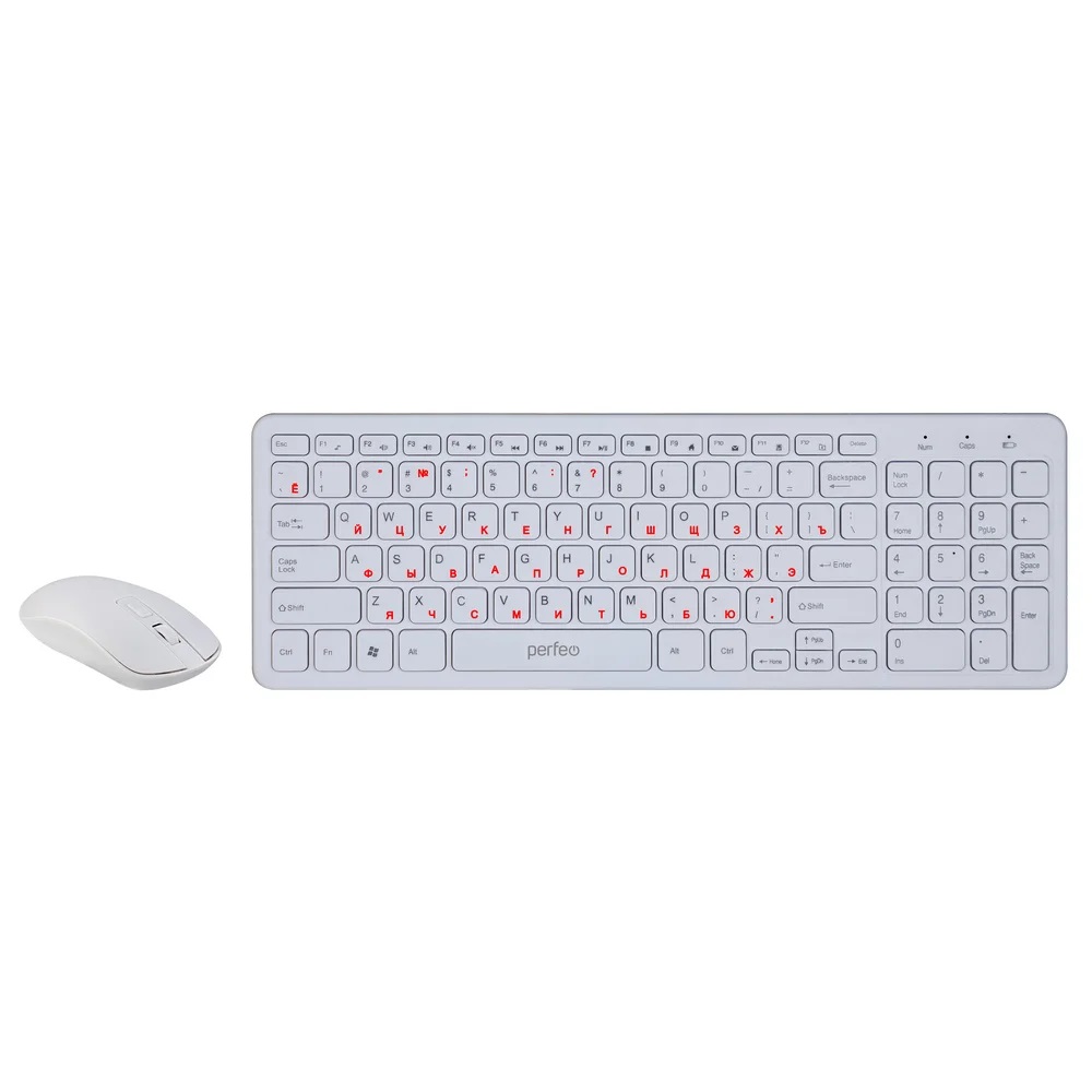Perfeo комплект беспроводная клавиатура+мышь "Union", белый