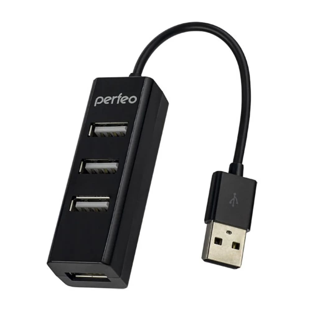 Perfeo USB-Хаб 2.0, 4 порта (PF-HYD-6010H black), черный