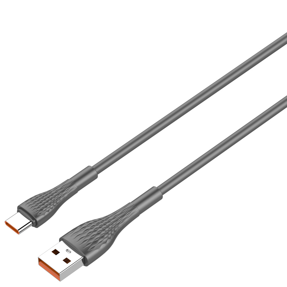 LDNIO кабель Type-C - USB, 2 м, LS672, серый, силикон