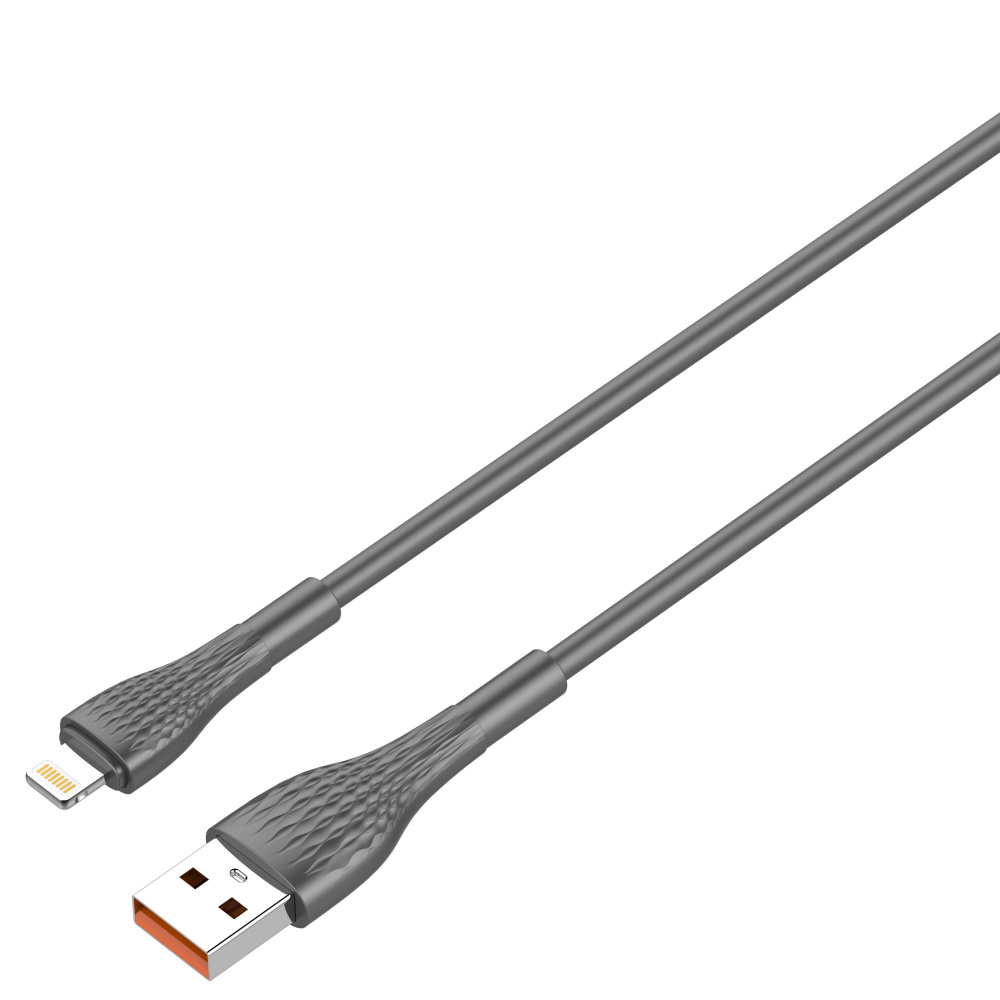 LDNIO кабель Lightning - USB, 2 м, LS672, серый, силикон