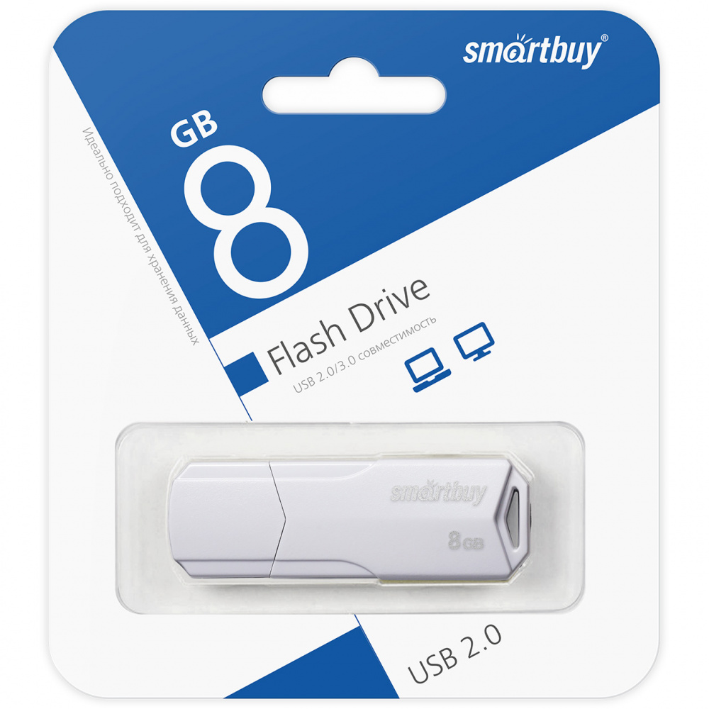 Smartbuy USB 2.0 Flash 8 Gb Clue (White)