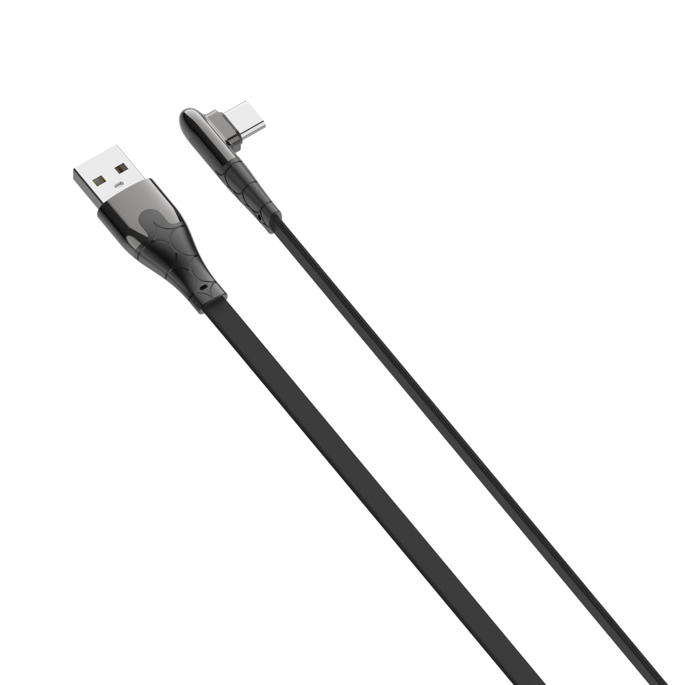 LDNIO кабель Type-C - USB, 1 м, LS581, серый, нейлон, угловой