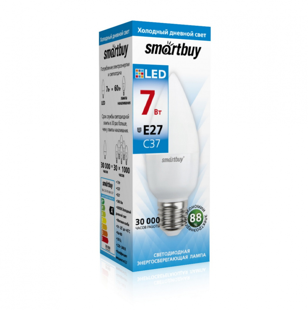 Светодиодная (LED) Лампа Smartbuy-C37-07W/6000/E27