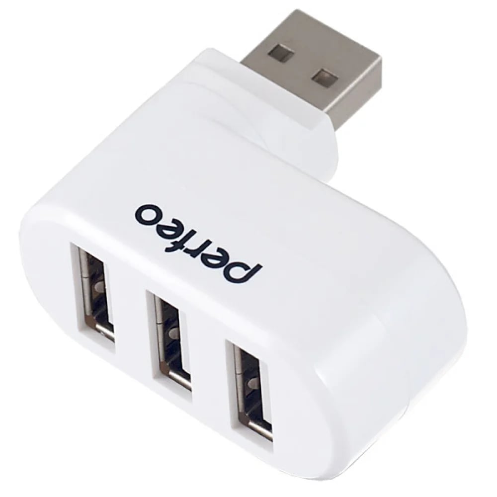 Perfeo USB-Хаб 2.0, 3 порта (PF-VI-H024 white), белый