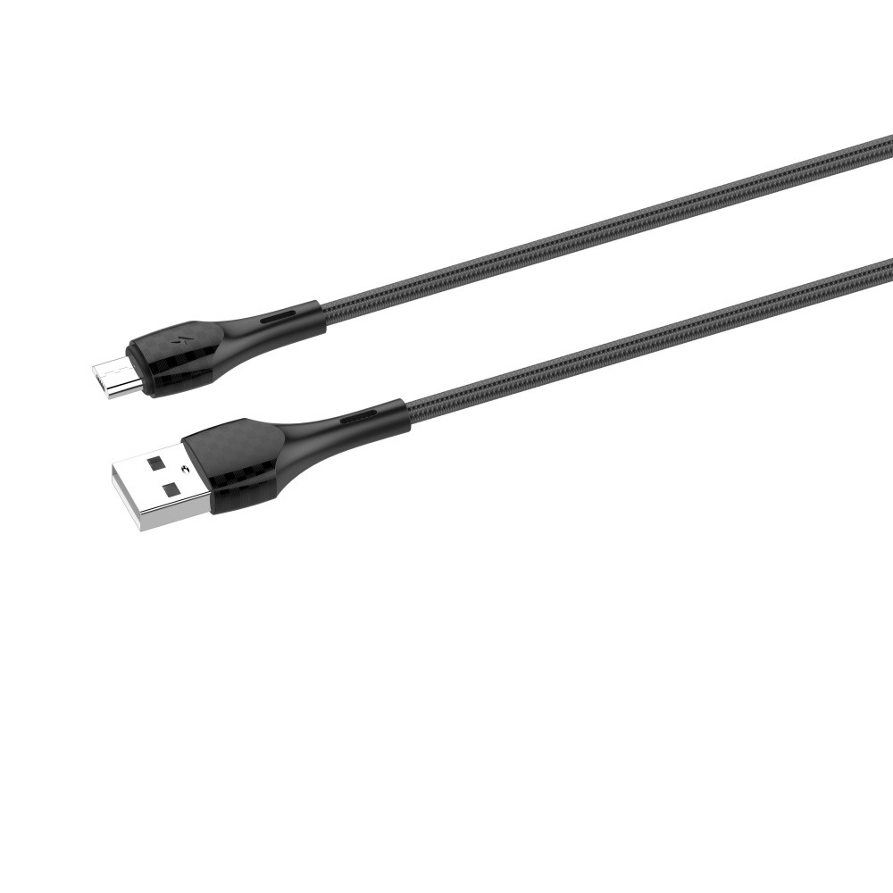 LDNIO кабель micro USB, 2 м, LS522, серый, LED подсветка