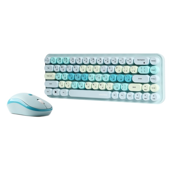 Smartbuy комплект беспроводная клавиатура+мышь 676390AG, бирюзовый, компакт