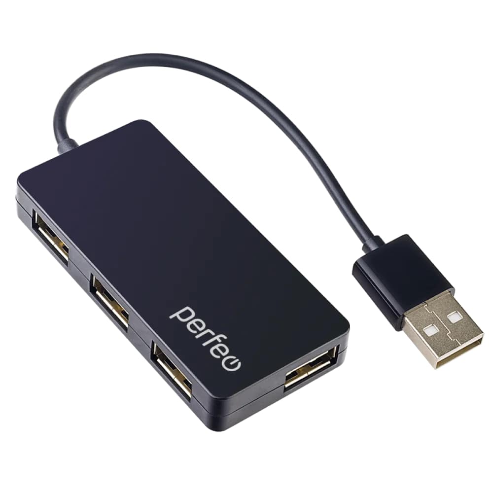 Perfeo USB-Хаб 2.0, 4 порта (PF-VI-H023 black), черный