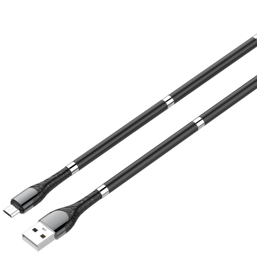 LDNIO кабель micro USB, 1 м, LS511, черный, магнитная оплетка