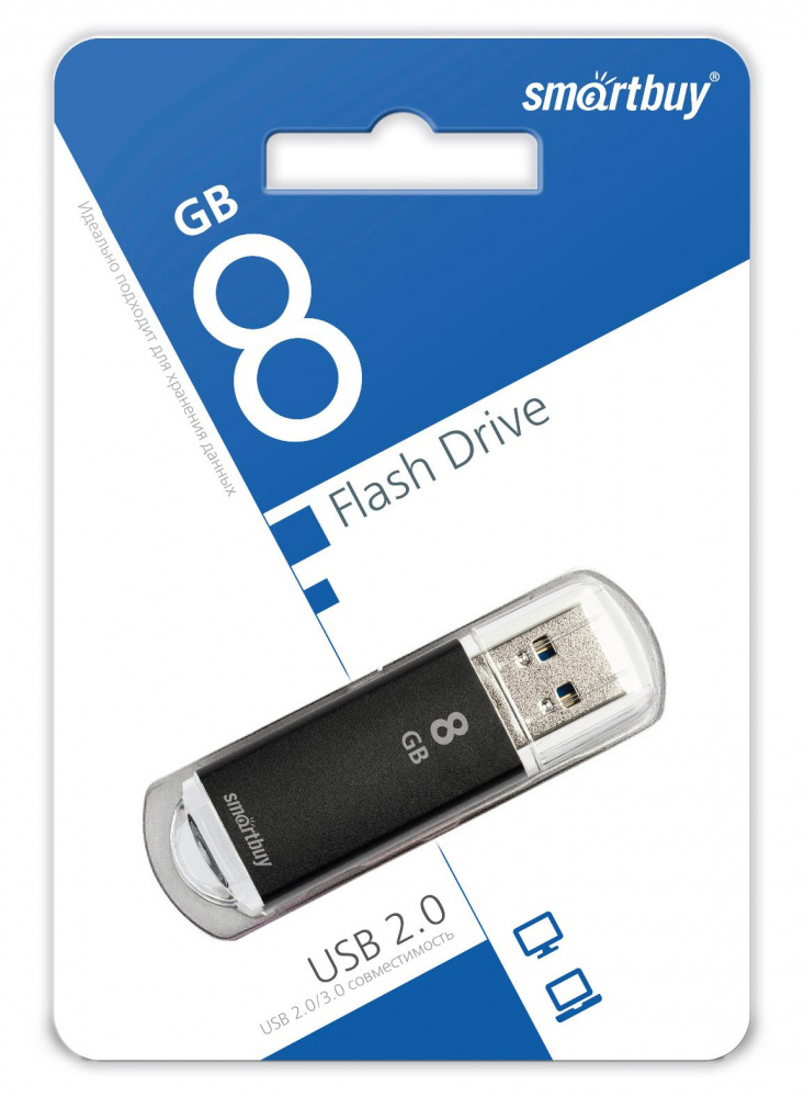 Smartbuy USB 2.0 Flash 8 Gb V-Cut (Black)