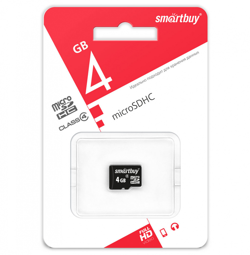 Smartbuy карта памяти MicroSDHC 4 Gb Class4, без адаптера