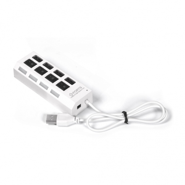 Smartbuy USB-Хаб 2.0, 4 порта (SBHA-7204-W), с выключателями, СуперЭконом, белый