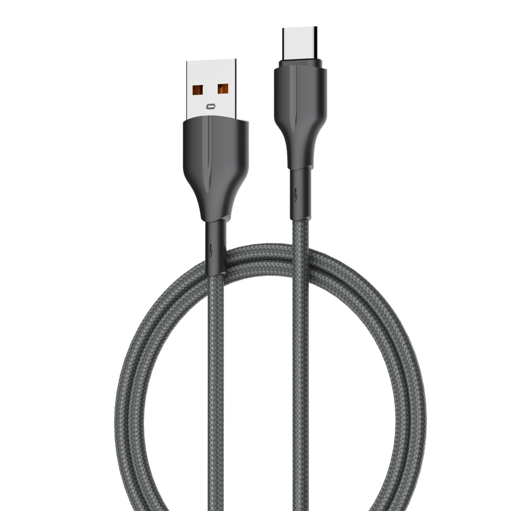 LDNIO кабель Type-C - USB, 1 м, LS851, серый, тканевая оплетка