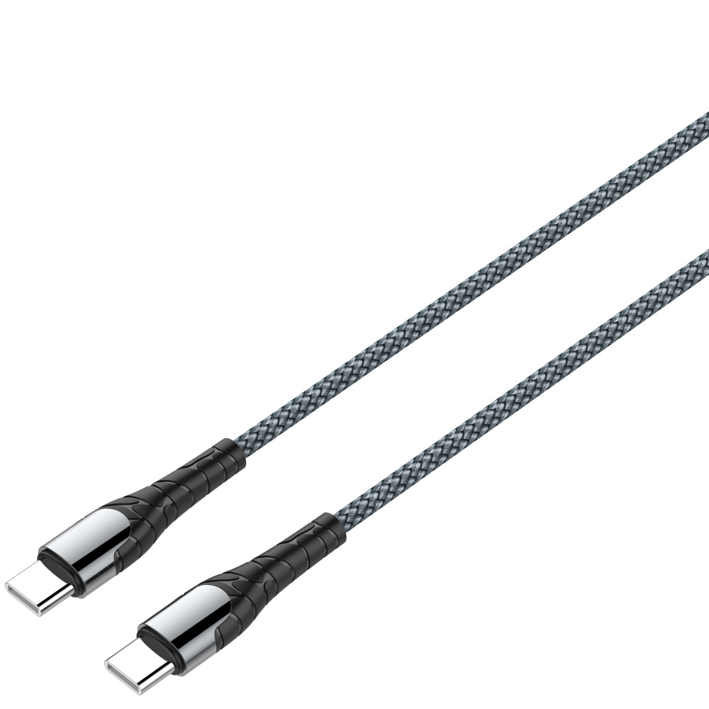 LDNIO кабель Type-C - Type-C, 2 м, LC102, серый, нейлон