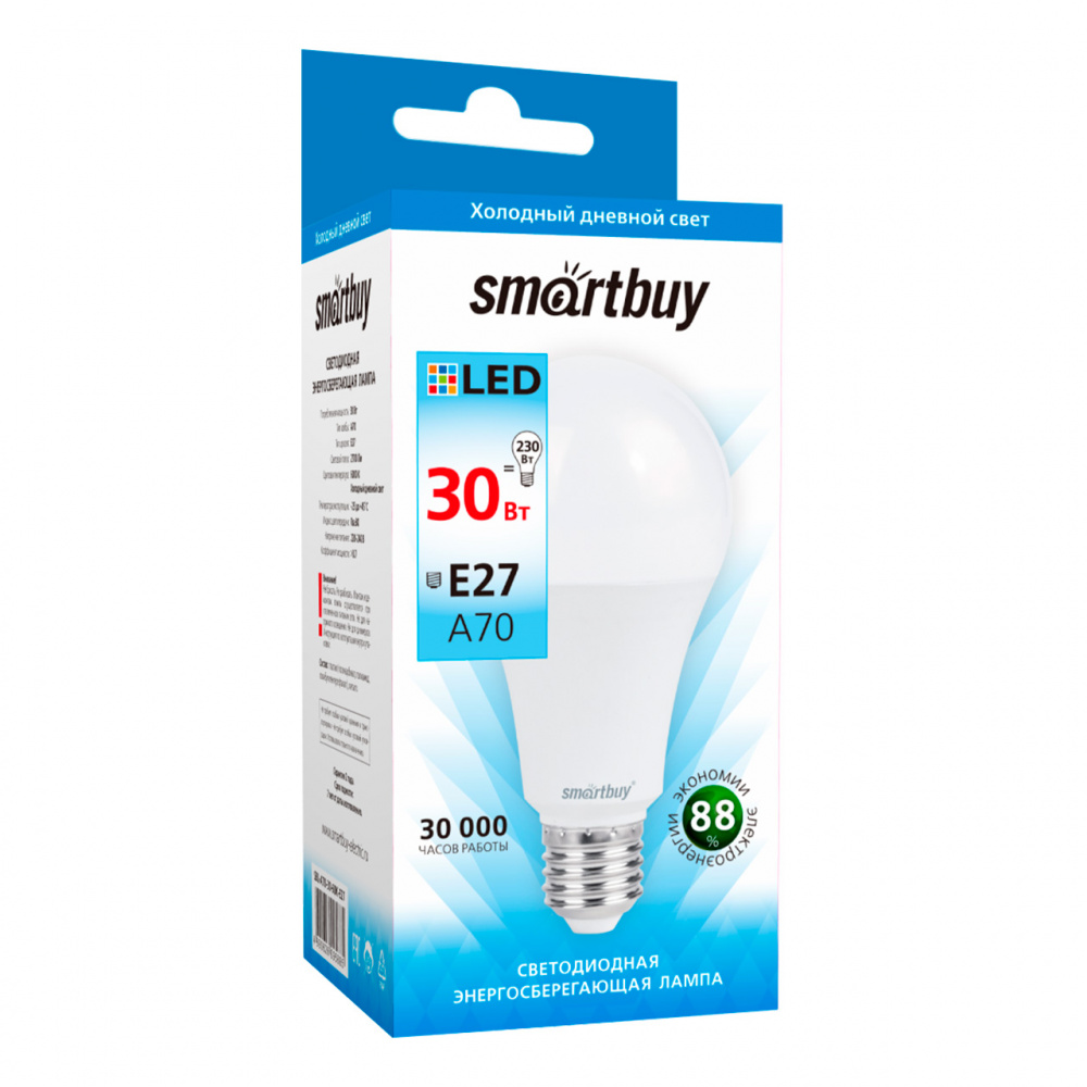 Светодиодная (LED) Лампа Smartbuy-A70-30W/6000/E27