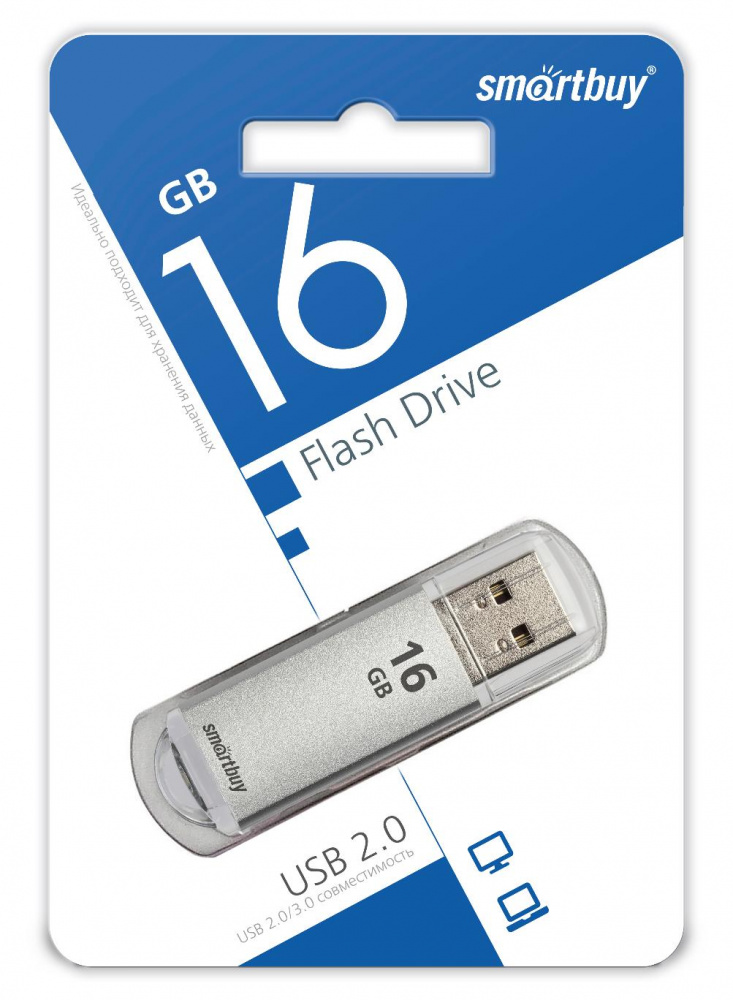 Smartbuy USB 2.0 Flash 16 Gb V-Cut (Silver)