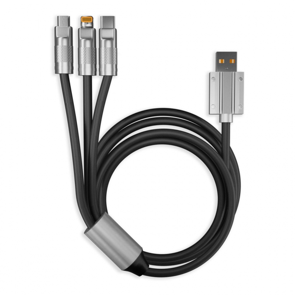Smartbuy 3 в 1 кабель micro USB, Type-C, 8pin, 1 м, Bold, черный, супертолстый