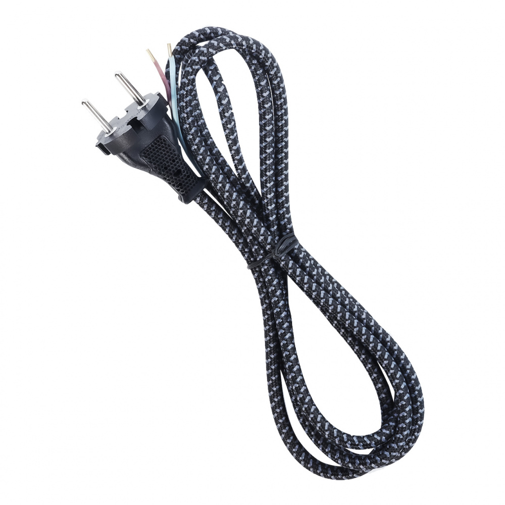 Smartbuy сетевой шнур в тканевой оплетке без заземления, 1,8 метра, 6А/1,2кВт, черный