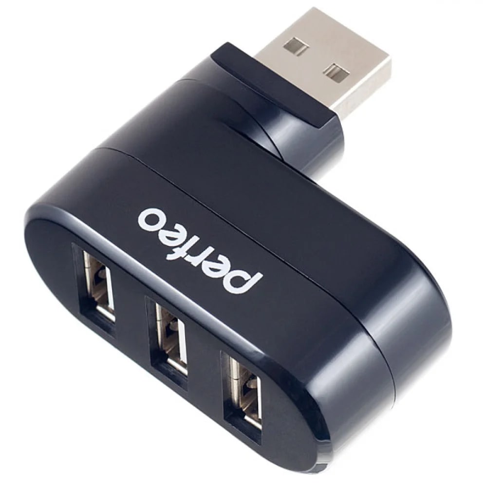 Perfeo USB-Хаб 2.0, 3 порта (PF-VI-H024 black), черный
