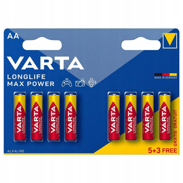 ЭП AA (LR6), Varta Longlife Max Power, алкалин, блистер, (упаковка 8/160)