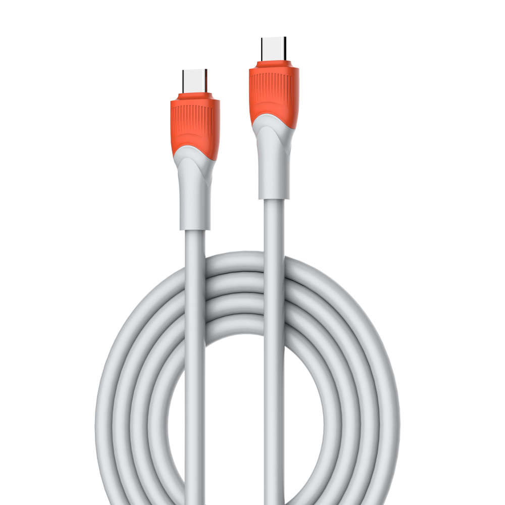 LDNIO кабель Type-C - Type-C, 2 м, LC602С, серо-оранжевый, силикон