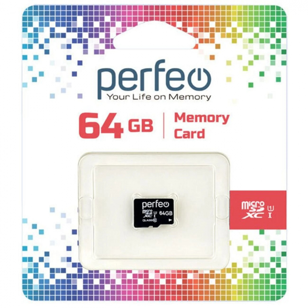 Perfeo карта памяти MicroSDHC 64 Gb Class10, UHS-I, без адаптера